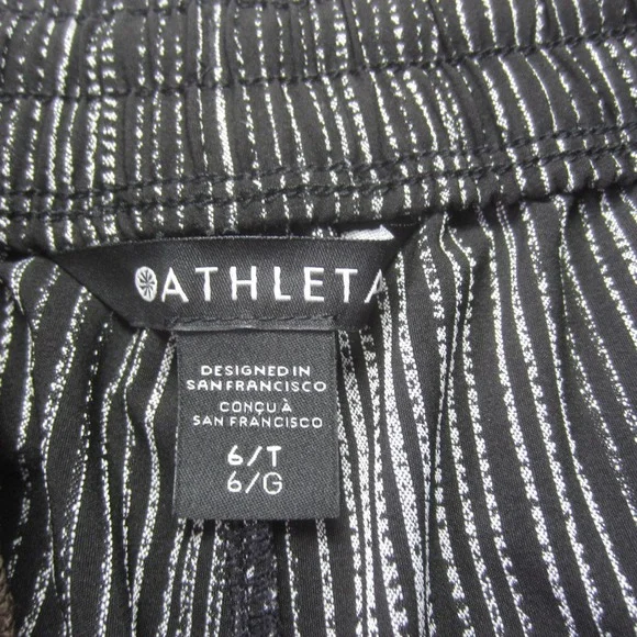 Athleta Pants Womens 6 Tall Black Stripe Amara Ankle High Rise Casual Zip Pocket - Picture 6 of 16